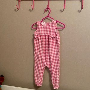 Pink plaid girls romper
